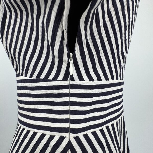 Maggy London Y2K Midi Dress Womens 6 Striped Dolman Sleeves Deep V Neck‎ Empire - Picture 4 of 7